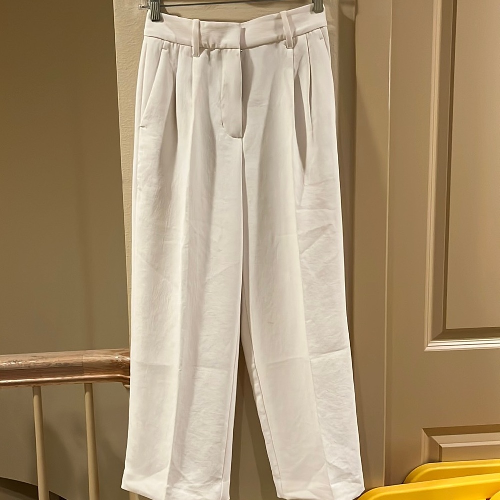 Aritzia White Wide-Leg Trousers